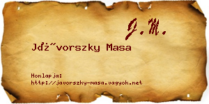 Jávorszky Masa névjegykártya